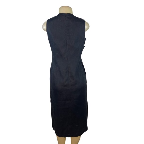 Talbots Women’s Black Sleeveless Shift Midi Dress With Side Buttons Sz 6 - Picture 3 of 9